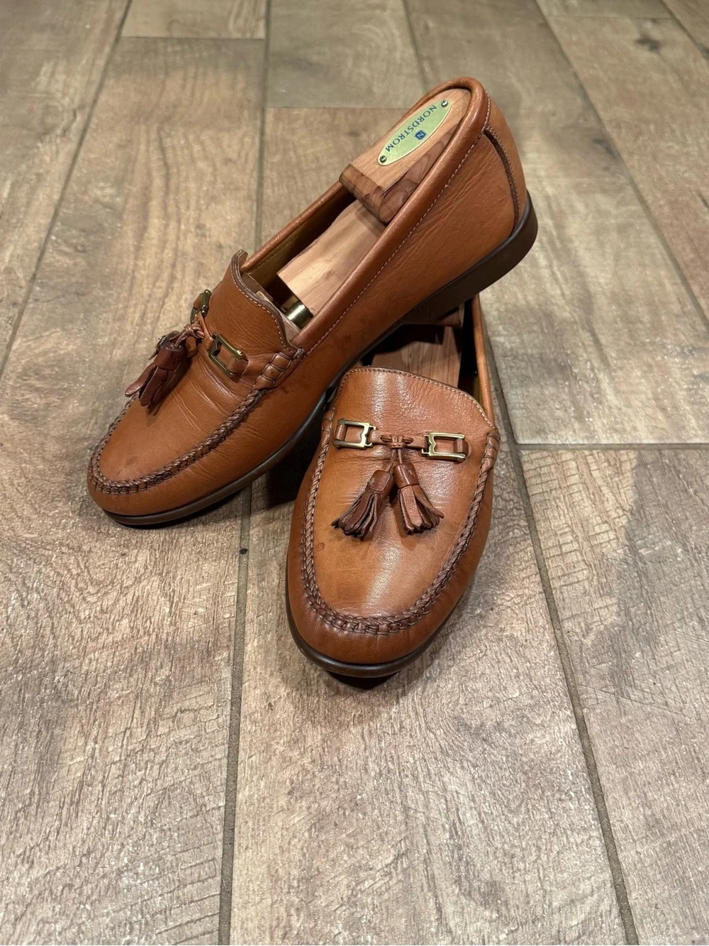 Bruno Magli Men’s Size 8.5 M Tan Leather Tassel Loafers Made In Italy